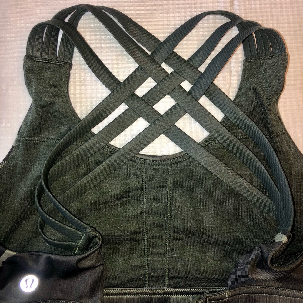 Lululemon Camo Green Strappy Adjustable Spt Bra 6
